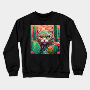 VIBRANT VISIONS (CACTUS CAT) Crewneck Sweatshirt